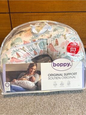 Boppy Original Support Nursing Pillow - Dino Print With Extra Cover (Like New)